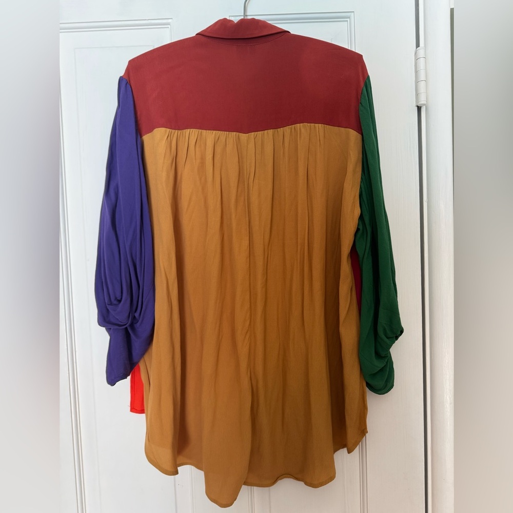 Farm Rio Brazilian Collection Colorblock Button-Up Blouse - Picture 3 of 3